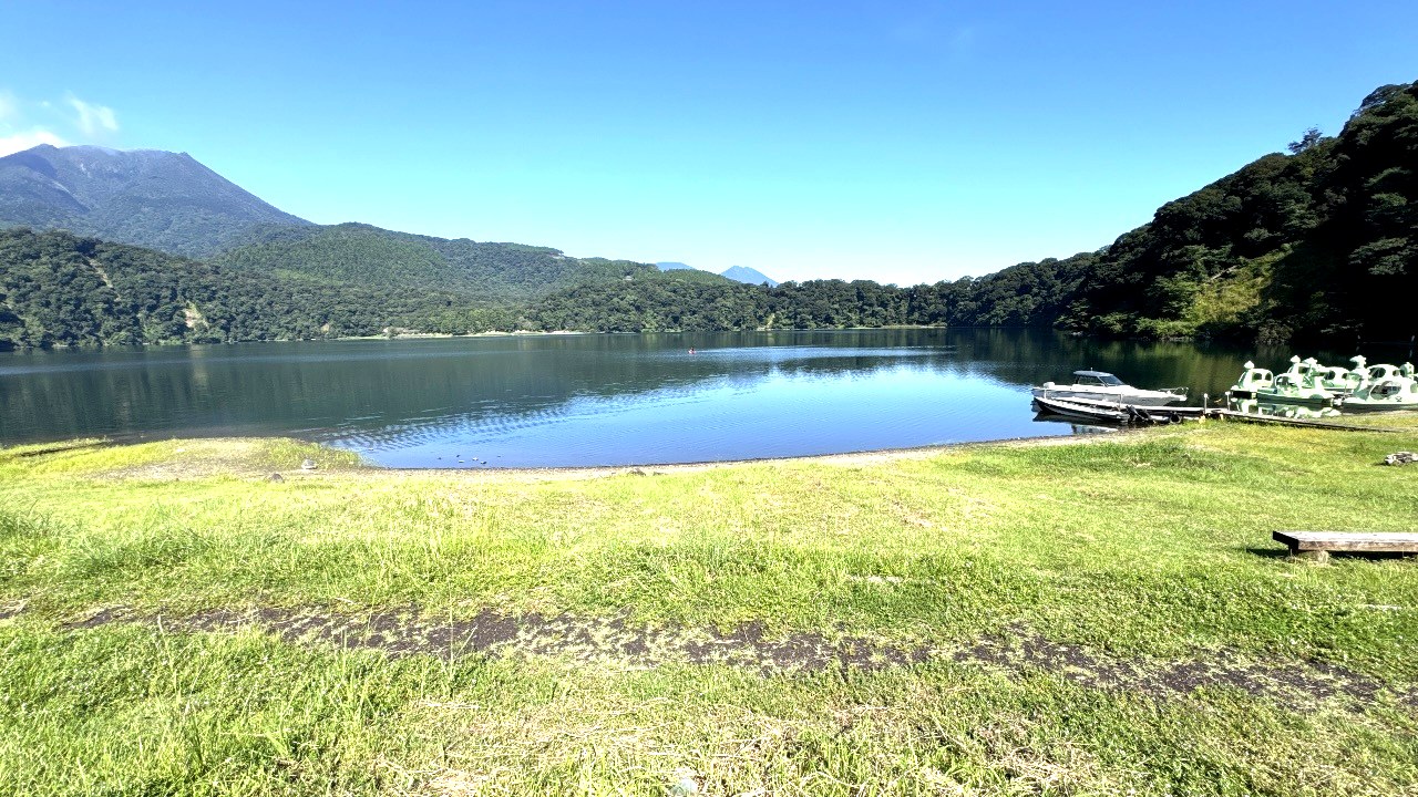 御池のほとりと白鳥ボート