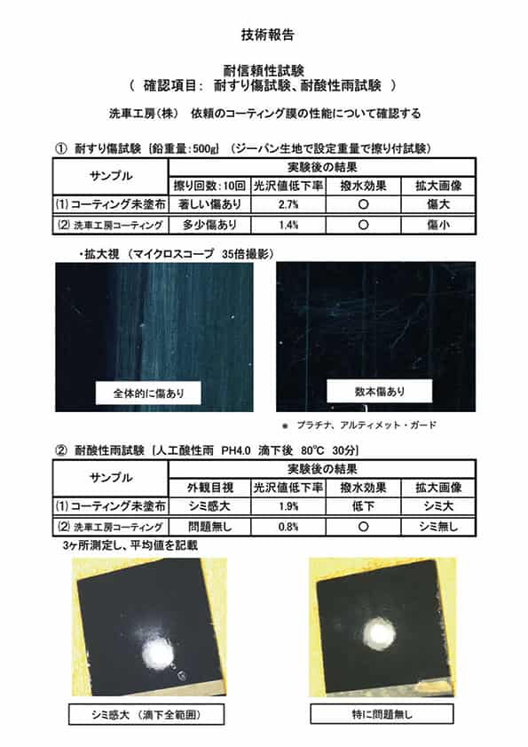 耐スリ傷・耐酸性雨に関する技術報告書の全体